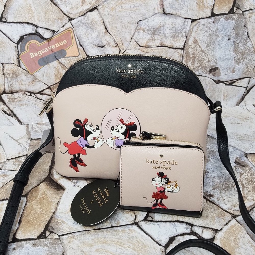 #bagsavenue warm vellum beige minnie mouse dome crossbody wallet Kate Spade